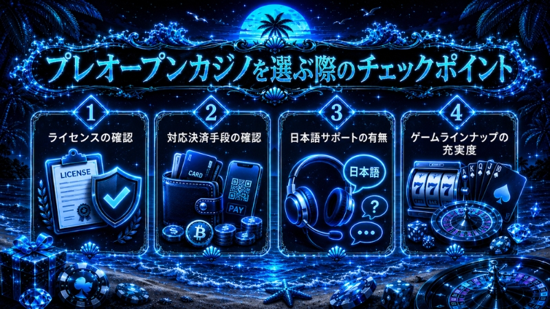 プレオープンカジノ 選ぶポイント